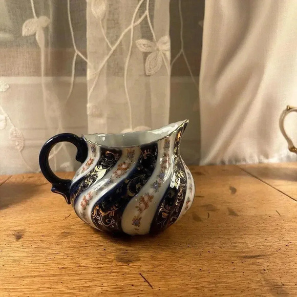 Cobalt Pitcher Orange & Light Blue Swirl Vertcle Stripe George Jones Likeness - Picture 7 of 8